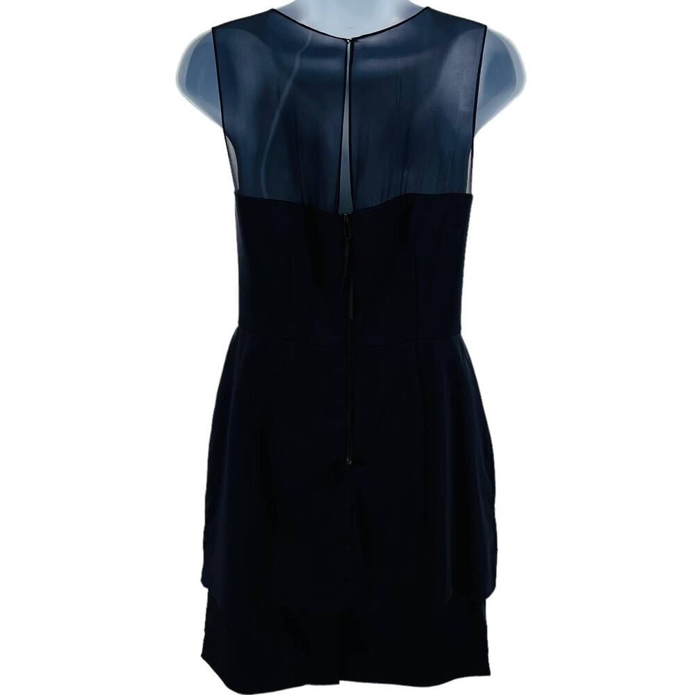 Taylor Navy Blue Sheer Sleeveless Bodice Tiered Hem Cocktail Dress Women Sz 4 - Picture 3 of 9
